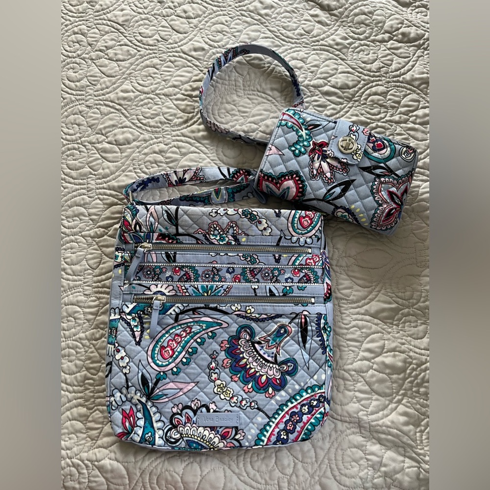 Vera Bradley Triple Zip Hipster Purse and Wallet set